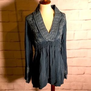 Johnny Was Embroidered Silk Top (S)